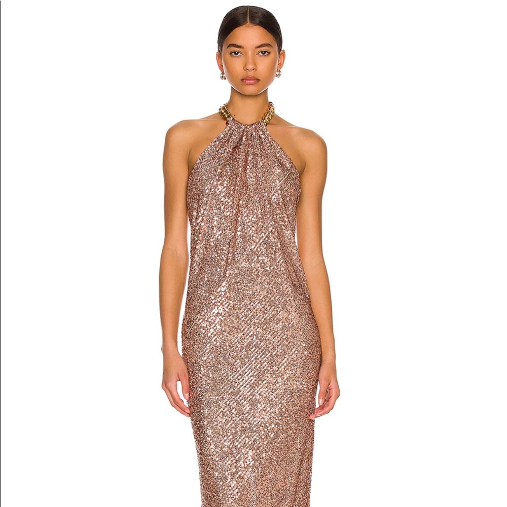 TOM FORD, sequinned halterneck gown color PINK, SS22, - Picture 1 of 6